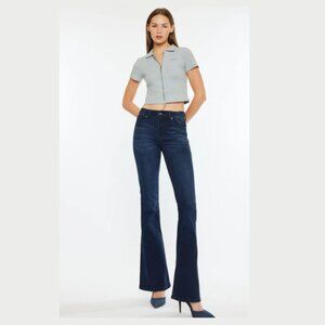 KANCAN Trisha Mid-Rise Classic Flare Jeans Super Stretch Dk Blue Women's 27 x 28